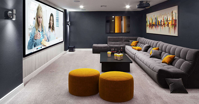 Дизайн домашнего кинотеатра-13, эргономичный диван ДеИталии для большой семьи